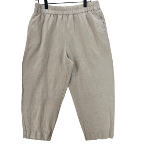 Madewell Women's Large Beige Linen Blend Tapered Pants Beach Coastal Minimalist